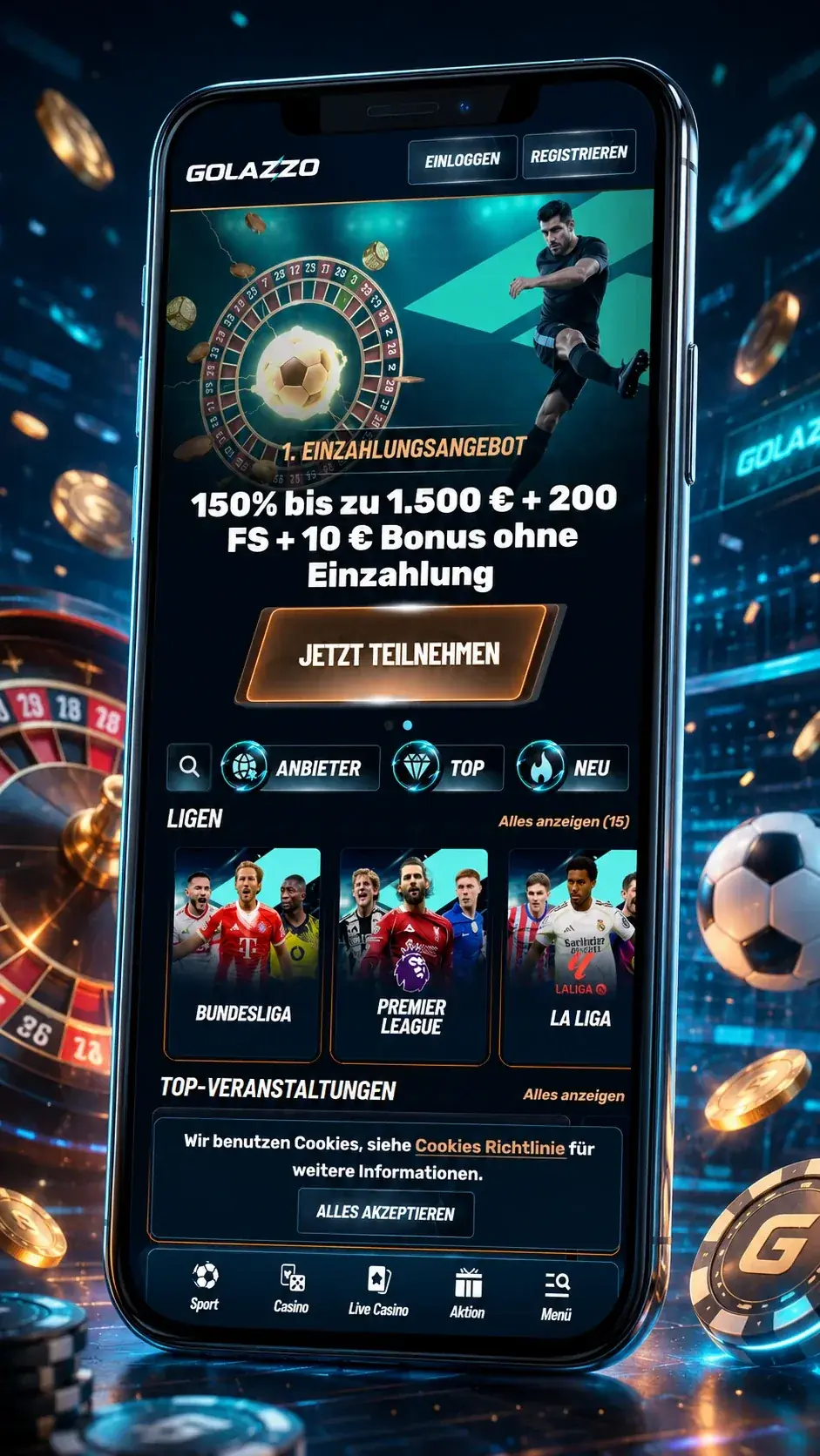Aplicatie Golazzo Casino Android iOS – sloturi, pariuri sportive live Romania